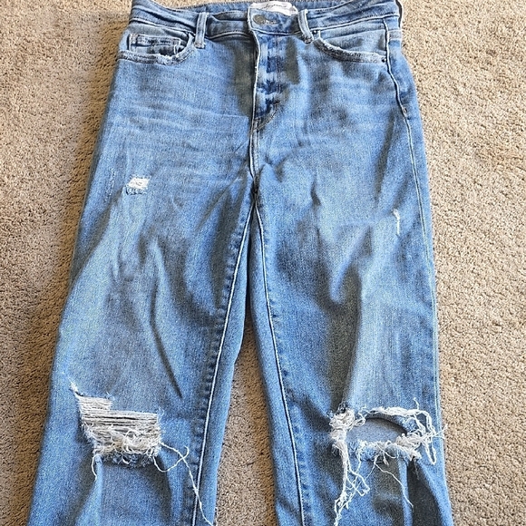 Carly Jean Los Angeles Chrissy Jeans Distressed Light Denim Size 1 - Picture 3 of 5
